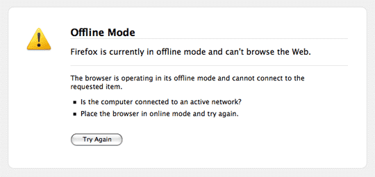Firefox offline error