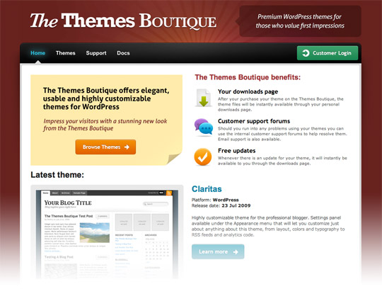 The Themes Boutique website