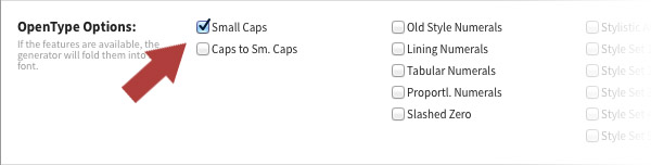 snall caps settings